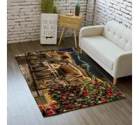 Santa Claus Christmas Tree Elk Children'S Carpet, 3D 60 X 120 Cm Printed Non-Slip Carpets Square Rug Household Non-Slip Sofa Floor Mat - Polyester Soft Touch Easy Clean -88394317558