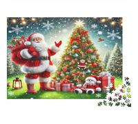 Santa Claus Christmas Tree Jigsaw Puzzles 1000Pc Recycled Paper for Adults Adult Jigsaws Hard Difficult Challenging Family Game Fun Home Present Great Gift Idea 70x50cm/1000pcs