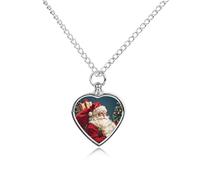 Santa Claus Climbed Into The Chimney Pet Cremation Jewelry for Ashes for Dog/Cat Stainless Steel Memorial Urn Necklace for Women Men Animal Lover Keepsake Pendant Custom Heart Pet Ashes Necklace