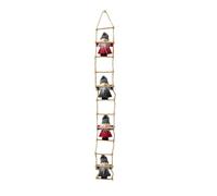 Santa Claus Climbing on Rope Ladder, Santa Climbing Ladder to Christmas Tree 4 Santa Claus Plush Hanging Ornaments with Knitted Beanie, Christmas Tree Hanging Ornament Home Door Wall Decoration