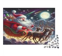 Santa Claus Colourful Santa Flying with Reindeer 1000 Pcs Jigsaws for Adults The Impossible Challenge Brain Development 70x50cm/1000pcs
