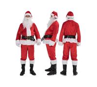 Santa Claus Cosplay Costume for Adults Men Deluxe Santa Suit 6pcs Sets Christmas Party Outfit