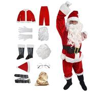 Santa Claus Costume Complete Santa Costume for Men | Luxury Santa Claus Outfits Set - Classic Comfortable Plush Breathable Santa Cosplay Clothes for Men