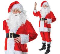 Santa Claus Costume Father Christmas Fancy Dress Xmas Outfit Suit Adult Mens