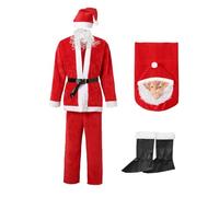 Santa Claus Costume, Santa Costume Adult Set Women'S Outfit Xmas Red Deluxe Velvet Cosplay Suit Christmas Dress Funny Christmas Fancy Dress Xmas Cosplay Party