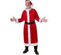 Santa Claus Costume Set Christmas Xmas Adult Festive Traditional Beard Men Red