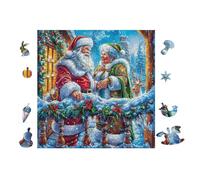 Santa Claus Cottage Visit 100 Pcs Jigsaw Puzzles Puzzles for Adults Teens Fun Family Game Team Building Stress Reducing Autumn Gift Durable Recycled Material 28x28cm