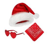 Santa Claus Cowboy Hat, Christmas Cowgirl Hat,Party Hats Cowboy Hats | 3X Christmas Party Hat, Wide Brim Cowgirl Hat with Heart Glasses and Bandana