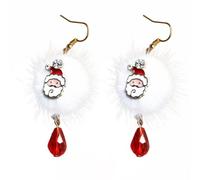 Santa Claus Dangle Earrings Red Crystal Alloy Christmas Jewelry | Creative Chic Bling Style, Smooth Surface and Fade Resistant Finish, for Christmas Party Nights