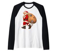 Santa Claus Delivering Great Dane Presents Naughty Puppies Raglan Baseball Tee
