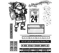 Santa Claus Delivery Gifts Bags Calendar Stamp for Card Making A Merry Christmas Sparkling Tinsel Icicles Words Clear Rubber Stamp for DIY Scrapbooking Paper Crafting Handmade Crafts Photo Album Decor