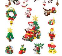 Santa Claus Design Building Blocks Set, 10 Pcs Christmas Building Block Mini Bricks Toy Bricks Blocks Collection Creativity Toy Xmas Home Decor Ornament Gifts for Adults Teens Children