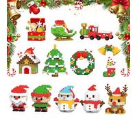 Santa Claus Design Building Blocks Set, 12 Pack Christmas Theme Building Blocks Ornaments, DIY Christmas Building Block Toys, More Styles, More Fun (1Pcs)