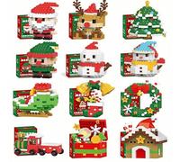 Santa Claus Design Building Blocks Set, 12 Pack Christmas Theme Building Blocks Ornaments, Mini Building Figures, 2026 New Year Birthday Gifts, Party Favors, Christmas Tree (12pcs)