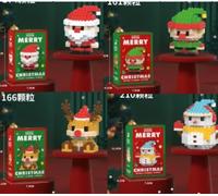 Santa Claus Design Building Blocks Set - 2025 New Christmas Building Blocks Theme Decor, 4Pcs Mini Building Figures, DIY Stocking Stuffers, for Kids Party Favors (B)