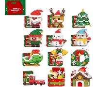 Santa Claus Design Building Blocks Set, 2025 New Christmas Theme Building Blocks Ornaments, Christmas Stocking Stuffers Gifts(12PCS)