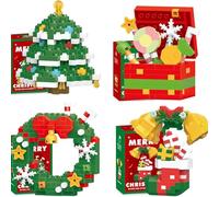 Santa Claus Design Building Blocks Set, 2025 New Christmas Theme Building Blocks Ornaments, Christmas Stocking Stuffers Gifts(4PCS-B)