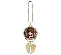 Santa Claus Doll Reindeer Model Car Hanging Ornament Rear View Mirror Pendant Lucky Presents Hanging Ornament Funny Car Pendant for Office Auto Home Decoration Golden-style