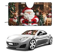 Santa Claus Doll Reindeer Model Car Windshield Sun Shade Keep Car Interior Cool 51"x28" Folding Front Window Sun Shade, Heat Shield for SUV, Truck, Blocks UV