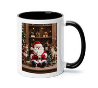 Santa Claus Doll Reindeer Model Ceramic Coffee Mug with Handle 11 Ounces, Porcelain Mug Coffee Cup Tea Mug Water Cup Ideal for Coffee,Tea,Latte,Cappuccino,Microwave & Dishwasher Safe Unique Gift Cup