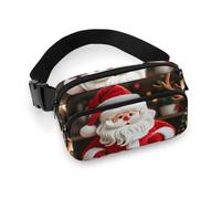 Santa Claus Doll Reindeer Model Printed Fanny Pack Fanny Packs for Women Men,Crossbody Bag Large Chest Bag with Adjustable Strap for Outdoors Workout Traveling Casual Running, Santa Claus Doll