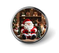 Santa Claus Doll Reindeer Model Round Badge Cute Enamel Lapel Pin Brooches Button Pin Personalized Clothing Decoration Unisex Badge Holder Hats Bags Shirts Decor