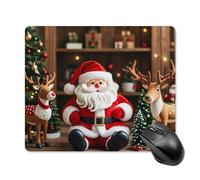 Santa Claus Doll Reindeer Model Square Mouse Pad Portable Computer Mousepad with Non-Slip Rubber Base 18 * 22cm Ultra-Thin Gaming Mouse Mat for Computer Laptop Office Desk Accessories