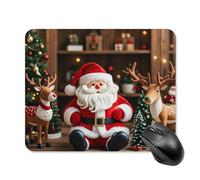 Santa Claus Doll Reindeer Model Square Mouse Pad Portable Computer Mousepad with Non-Slip Rubber Base 20 * 25cm Ultra-Thin Gaming Mouse Mat for Computer Laptop Office Desk Accessories
