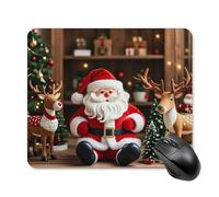 Santa Claus Doll Reindeer Model Square Mouse Pad Portable Computer Mousepad with Non-Slip Rubber Base 25 * 30cm Ultra-Thin Gaming Mouse Mat for Computer Laptop Office Desk Accessories