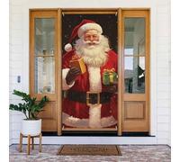 Santa Claus Door Cover Decorations, Welcome Door Banner Backdrop Seasonal Spring Summer Porch Banner Sign Photo Background for Indoor Outdoor Party Decor 72.8 x 35.4 Inch