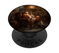 Santa Claus Drinking Coffee Cozy Christmas Holiday Aesthetic PopSockets Adhesive PopGrip