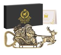 Santa Claus Drives A Deer Cart Bottle Opener, Beer Bottle Opener, Portable Beer Theme Gift with Gift Box, Festive Holiday Accessory, Beer Lovers Beer Accessories, Bronze