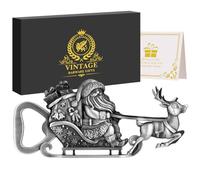 Santa Claus Drives A Deer Cart Bottle Opener, Beer Bottle Opener, Portable Beer Theme Gift with Gift Box, Festive Holiday Accessory, Beer Lovers Beer Accessories, Silver