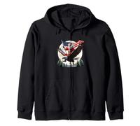Santa Claus Eagle Ride American Flag Patriotic Christmas Zip Hoodie