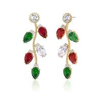 Santa Claus Earrings - Dazzling Red Crystal Christmas Tree Earrings for Women - Merry Xmas Festive Jewelry, L, Zinc, Cubic Zirconia