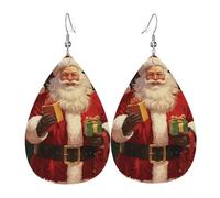 santa claus earrings for women teardrop leather earrings double sided dangle earrings lightweight women ear accessories fashion jewelry birthday gift