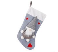 Santa Claus Faceless Doll Plush Christmas Stocking with Large Storage Space and Hanging Rope, Crafted from Machine Sewn Fabric for Long Lasting Use (Gray)