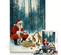 Santa Claus Feeding Animals Chirstmas 1000 Pieces Jigsaw Puzzles for Adults Improve Memory Peaceful Fun Sharp Edge (38x52cm)