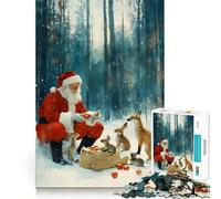 Santa Claus Feeding Animals Chirstmas 1000 Pieces Jigsaw Puzzles for Adults Improve Memory Peaceful Fun Sharp Edge (38x52cm)