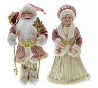 Santa Claus Figures 2PCS 17.7 Inch Realistic Genial Mr and Mrs Claus Christmas Figures Cute Christmas Santa Doll Ornament for Window Table Christmas Deorations Gift Christmas Deorations
