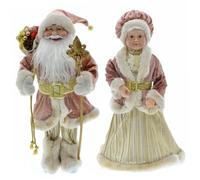 Santa Claus Figures Realistic Genial Mr and Mrs Claus Christmas Figures Cute Christmas Santa Doll Ornament Animated Santa Claus Doll for Window Table Christmas Decorations Gift 2PCS 17.7 Inch