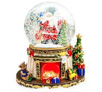 Santa Claus Fireplace Musical Snow Globe,Automatic Snowfall & Fireplace Flame Music Box,Christmas Home Decoration, for Family, Girlfriend, Friends,Plays 8 Classic Christmas Tunes