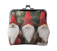 Santa Claus Gnomes Prints Coin Purse Kiss Lock Pu Leather Mini Pouch Wallet Change Bag for Women Girls Kids