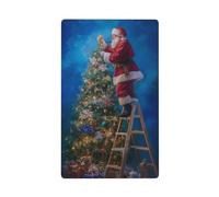 Santa Claus Hanging Star at Christmas Tree Single Toggle Blank Wall Plate Light Switch Cover Decorative 1 Gang for Kitchen Room Bathroom Size 11.4x7cm