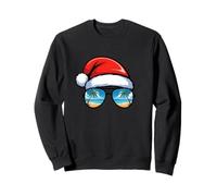 Santa Claus Hat Sunglasses Beach Christmas In July Summer Sweatshirt