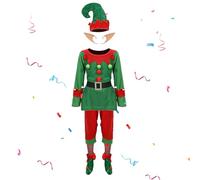 Santa Claus Helper Costume, Festive Long Sleeve Masquerade Accessories - Santa's Assistant Cosplay Costume For Girls And Boys For Cosplay Party Events