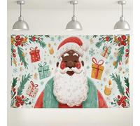 Santa Claus Holiday Backdrop, Festive Christmas Party Decorations, Cute Winter Wonderland Photo Background for Holiday Events 71x43 Inch