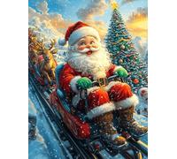 Santa Claus in A Sleigh with Gifts 500 Piece Complete Jigsaw Puzzle Set Wildlife Pet Teens Beginners Mind Relaxation Puzzle Fans Group Play Anniversary Fathers Gift Thick Cardboard 500 PCS