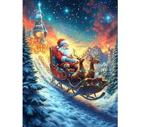 Santa Claus in Sleigh 300 Piece Complete Jigsaw Puzzle Set Fairy Tale Animal Plant Teens Beginners Educational Challenge Puzzle Fans Group Play Anniversary Fathers Thick Cardboard 300 PCS