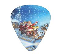 Santa Claus in Sleigh Reindeer Snow Guitar Picks 12 Pack Set Guitar Gift for Bass Picks Acoustic Guitars Plectrums with Clear Storage Box